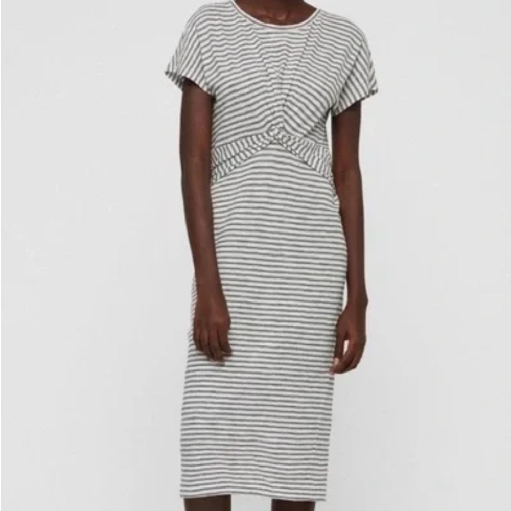 All Saints White and Gray Dolman Sleeve Maxi Dress